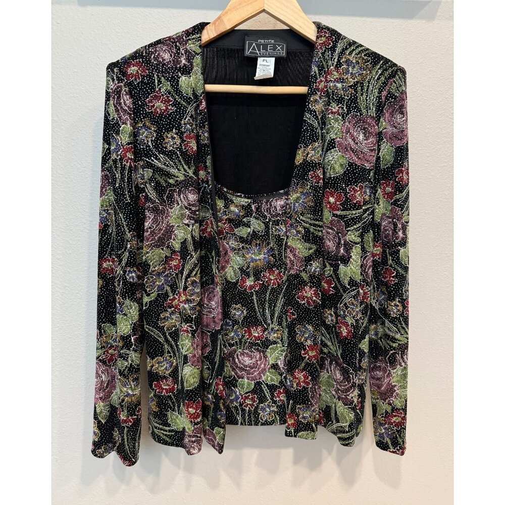 Alex Evenings Floral Black Jacket